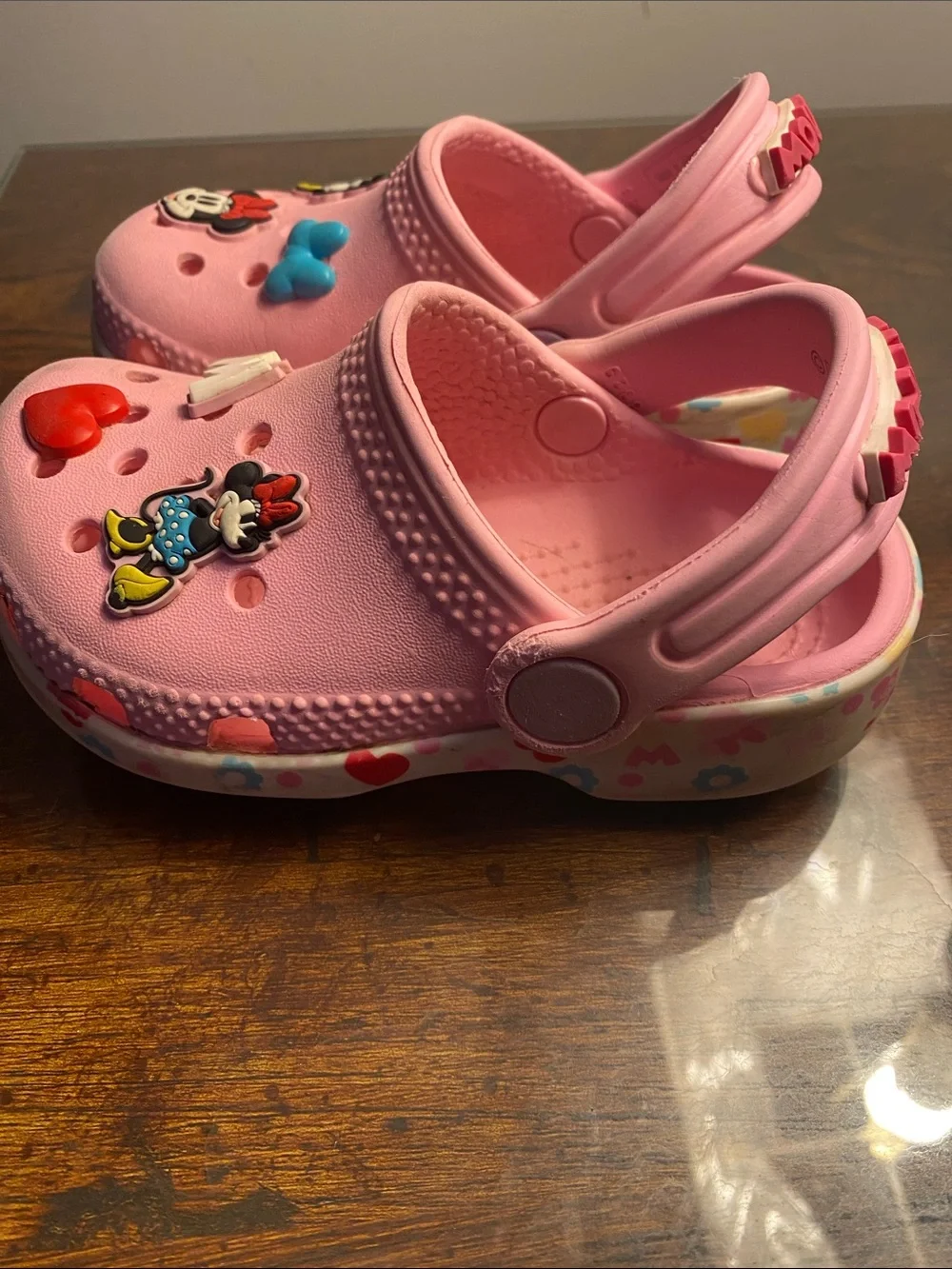 CROCS Pink Kids Slip-On Clogs with Minnie Mouse Charms